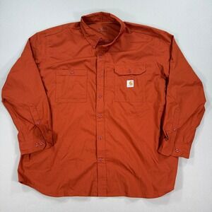 Carhartt Force Shirt Relaxed Fit Button Up Men's 3XL Tan Button Down Long Sleeve